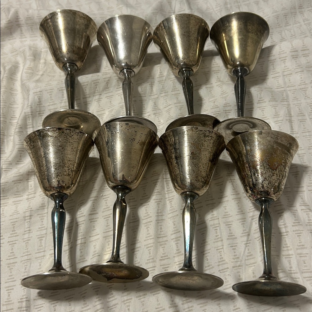 Matching Set Of 8 Homan Plate Wine Goblets